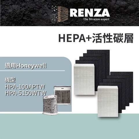 【南紡購物中心】 RENZA濾網 適用Honeywell HPA-100APTW HPA100 HRF-R1 APP1 HEPA活性碳濾心
