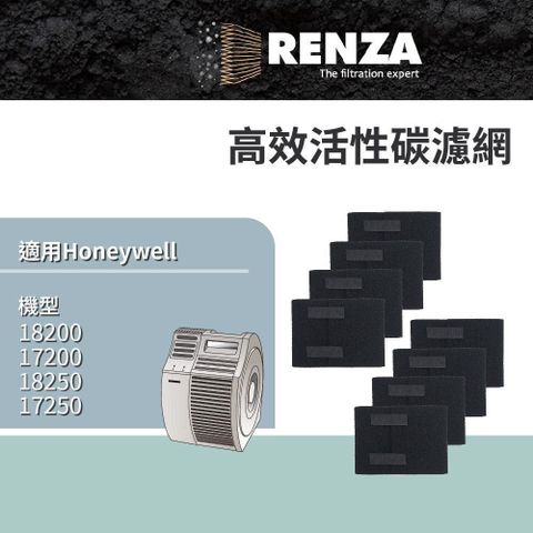 【南紡購物中心】 RENZA濾網 適用Honeywell 18200 17200 18250 17250 替代HRF-APP1 活性碳濾芯 8入