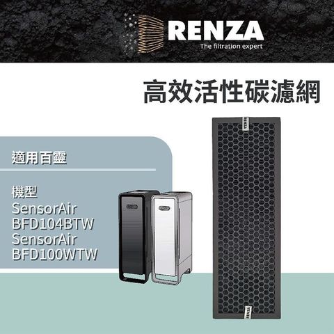 【南紡購物中心】 RENZA 濾網適用Braun 百靈 SensorAir BFD104BTW BFD100WTW 替代BRF-ATW清淨機 活性碳