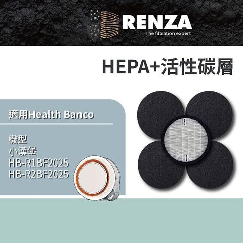 RENZA 【南紡購物中心】 濾網 適用Health Banco 小漢堡 e2F HB-R1BF2025/R2BF2025 HEPA活性碳