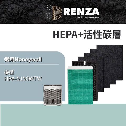 【南紡購物中心】 RENZA 抗菌濾網 適用Honeywell HPA 5150WTW 5150 HRF-R1 APP1AP 一年份
