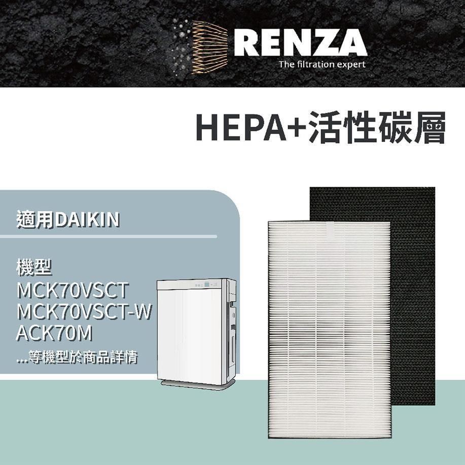 RENZA 【南紡購物中心】 濾網 適用Daikin 大金 MCK70VSCT-W MCK70 MCK70VSCTW HEPA+活性碳