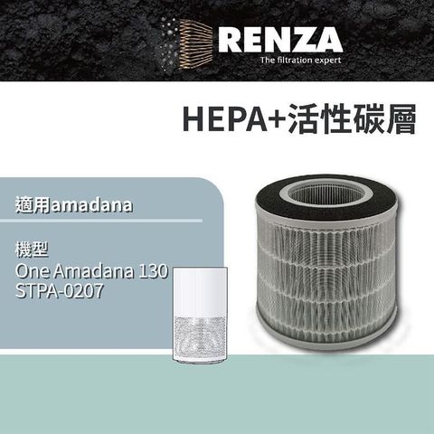 【南紡購物中心】 RENZA濾網 適用 One Amadana 130(12坪-大台款)STPA-0207空氣清净機 HEPA活性碳濾網