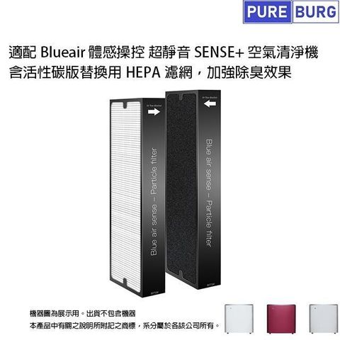 【南紡購物中心】 適用 Blueair 體感操控 超靜音SENSE+空氣清淨機 副廠活性碳HEPA濾網2入組