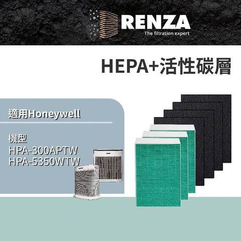 【南紡購物中心】 Renza 抗菌濾網 適用Honeywell HPA-300APTW HPA-5350WTW HEPA活性碳一年份