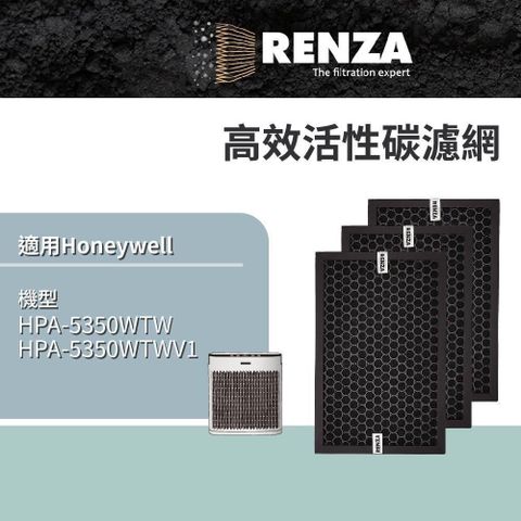 RENZA 【南紡購物中心】 適用 Honeywell HPA-5350WTW V1 高效活性碳除臭濾網(可替換HRF-SC1)