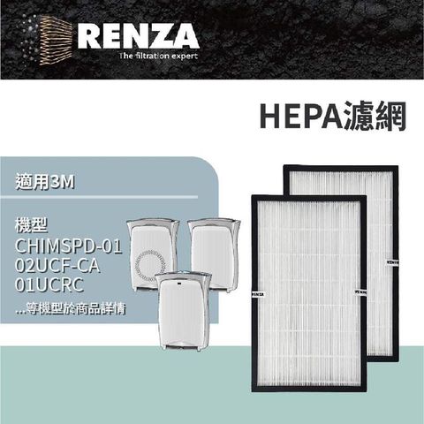 【南紡購物中心】 RENZA適用3M Filtrete 超濾淨型 超質版 高效版 進階版濾網 CHIMSPD-01UCRC 02UCLC 2片裝