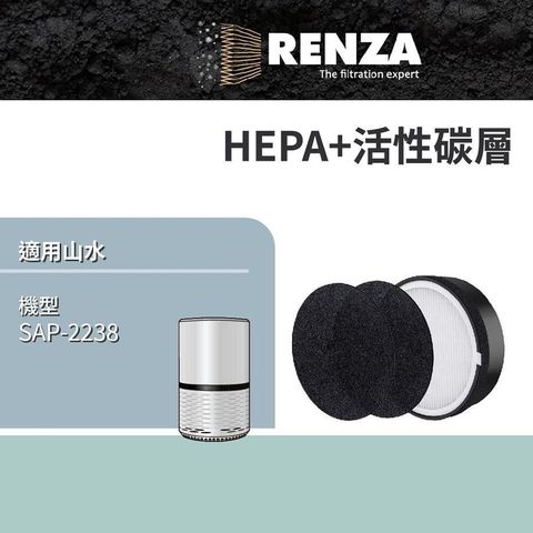 【南紡購物中心】 RENZA 適用Sansui 山水 SAP-2238 觸控式多層過濾空氣清淨機 替換 SAP-2238 濾網組