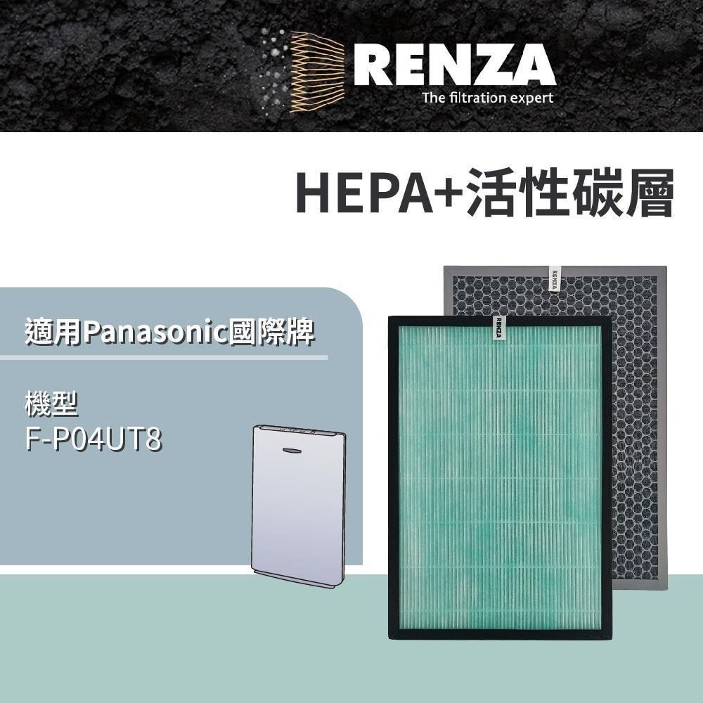 RENZA 【南紡購物中心】 濾網 適用 Panasonic 國際牌 F-P04UT8 可替換 F-P04US HEPA+活性碳濾網