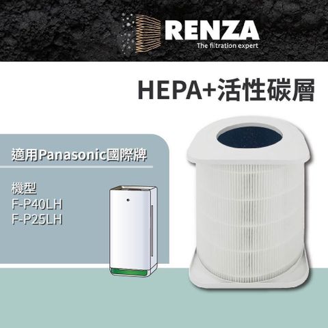 RENZA 【南紡購物中心】  適用Panasonic 國際牌 F-P40LH F-P25LH 空氣清淨機 2合1HEPA+活性碳濾網 濾芯