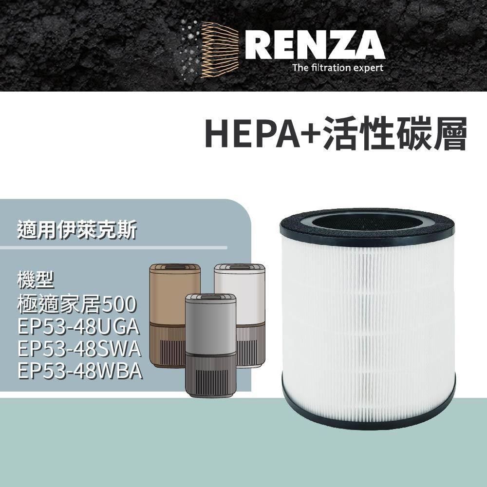 RENZA 【南紡購物中心】 適用Electrolux 伊萊克斯 極適家居500 EP53-48UGA UV抗敏空氣清淨機 HEPA+活性碳濾網 濾芯