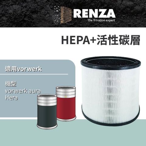 【南紡購物中心】 RENZA適用 Vorwerk 德國福維克 aura Hera 空氣清淨機 HEPA+活性碳 濾網 濾芯 濾心