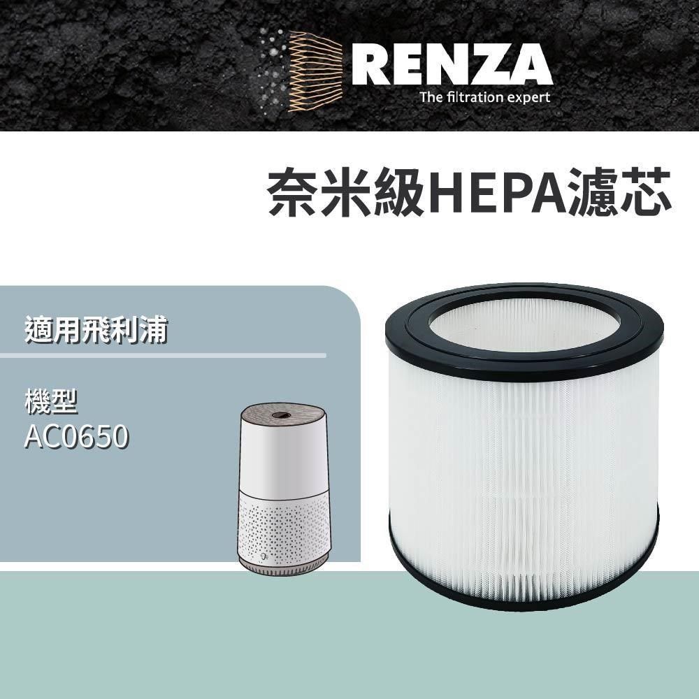 RENZA 【南紡購物中心】 適用 PHILIPS 飛利浦 AC0650 空氣清淨機 HEPA 濾網 濾芯 濾心