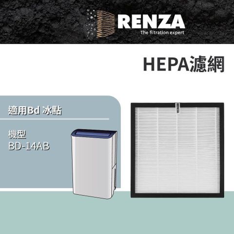 【南紡購物中心】 RENZA適用 Bd 冰點 BD-14AB 14L一級能效節能清淨除濕機 HEPA 濾網 濾芯 濾心
