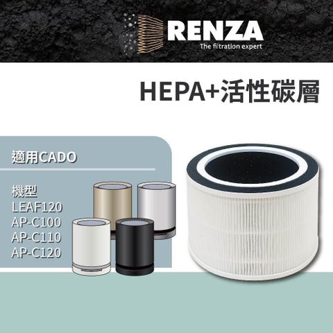 【南紡購物中心】 RENZA適用 日本 CADO AP-C100 AP-C110 AP-C120 藍光光觸媒空氣清淨機 HEPA+活性碳 濾網 濾芯 濾心