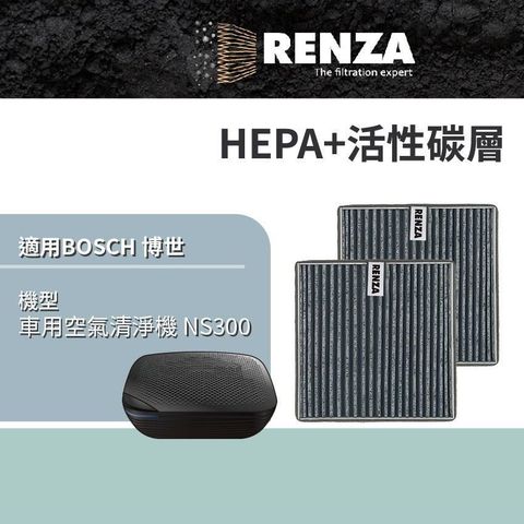 RENZA 【南紡購物中心】 適用 BOSCH 博世 車用空氣清淨機 NS300 替代 NAF-80 高效2合1HEPA+活性碳濾網 濾芯 濾芯 2入組