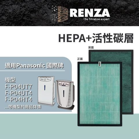 RENZA 【南紡購物中心】 適用 Panasonic 國際牌 F-P04UT7 P04UT4 P04HT4 AL-BA09CH 空氣清淨機 HEPA+活性碳 濾網 濾芯 濾心