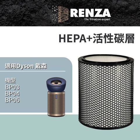 RENZA 【南紡購物中心】 適用 Dyson 戴森 BP02 BP03 BP04 強效極靜甲醛偵測空氣清淨機 HEPA+活性碳 濾網 濾芯 濾心