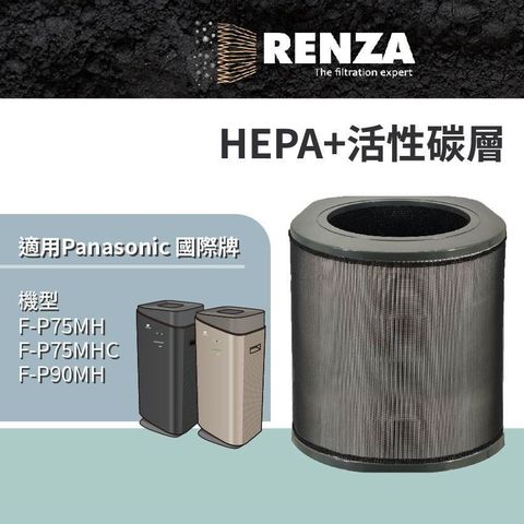 RENZA 適用 Panasonic 國際牌 F-P75MH F-P75MHC F-P90MH 空氣清淨機 HEPA+活性碳 濾網