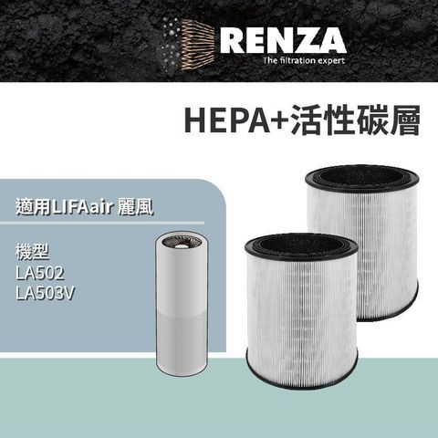 RENZA 適用 LIFAair 麗風 LA502 LA503V 空氣清淨機 HEPA+活性碳 濾網 濾芯 濾心