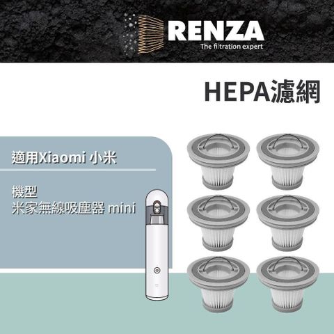 RENZA適用 Xiaomi 小米 米家無線吸塵器 mini 無線吸塵器 HEPA濾網 濾芯 濾心 6入組