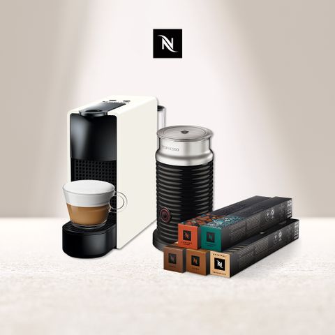 Nespresso 【官方直營】膠囊咖啡機 Essenza Mini 奶泡機組合 & 拿鐵盛宴咖啡50顆組 (Essenza Mini 四色可選)