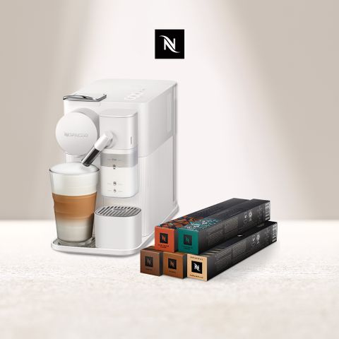 Nespresso 【官方直營】膠囊咖啡機 Lattissima One  瓷白色& 拿鐵盛宴咖啡50顆組