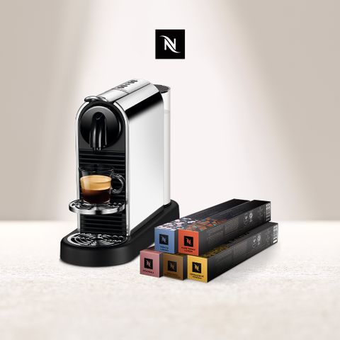 ▼都會洗鍊款▼Nespresso CitiZ Platinum 不鏽鋼金屬色 &amp; 訂製咖啡時光50顆組