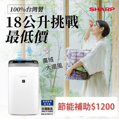 SHARP 夏普 自動除菌離子衣物乾燥抗黴除濕機 DW-K18HT-S 星耀銀