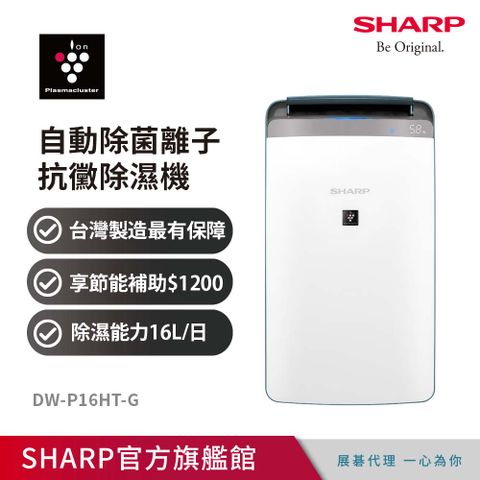 SHARP 夏普 自動除菌離子 衣物乾燥抗黴除濕機 DW-P16HT-G  湖水綠