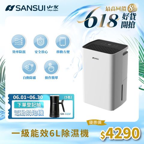 【SANSUI 山水】6公升一級能效除濕機(SD-HL60)