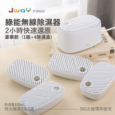 JWAY 綠能無線除濕器2小時極速還原 1組+4除濕盒 JY-DH322-5