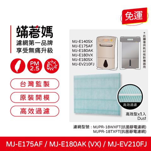 蟎著媽 濾網 適用 三菱除濕機 MJ-EV210FJ E180AK E180VX E175AF 抗菌靜電濾網