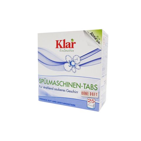 德國Klar-洗碗機專用無磷植萃酵素檸檬酸環保洗碗錠25錠/盒(各品牌機型適用,廚房餐具碗盤清潔劑)