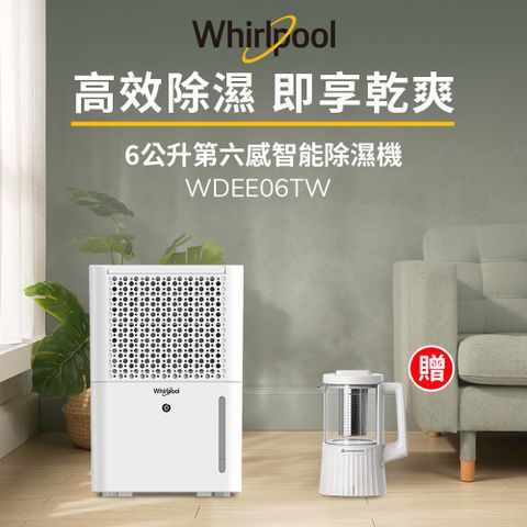 Whirlpool 惠而浦 二級能效6公升節能除濕機WDEE06TW-貨物稅減免$500(送清多功能調理養生壺)