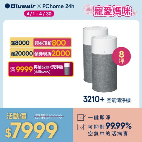 【2入】Blueair 抗PM2.5過敏原空氣清淨機 BLUE 3210+升級版