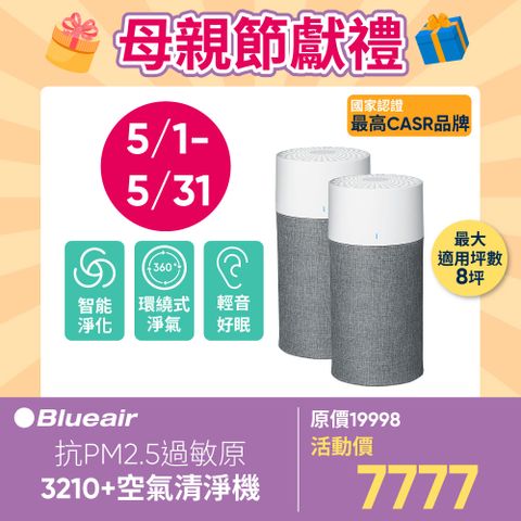 【2入】Blueair 抗PM2.5過敏原空氣清淨機 BLUE 3210+升級版