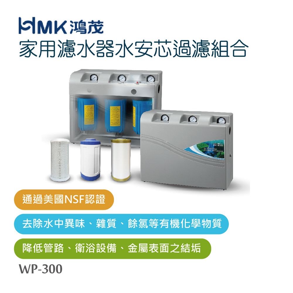  【HMK 鴻茂】家用濾水器水安芯過濾組合(不含安裝)WP-300