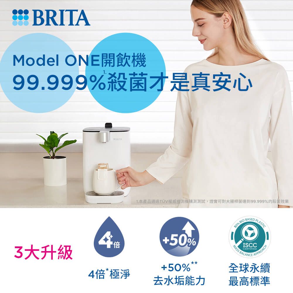 BRITA 官方直營 Model ONE 瞬熱UVC滅菌開飲機(MXPRO版)+6入MXPRO去水垢專家濾芯+保溫瓶(共7芯)