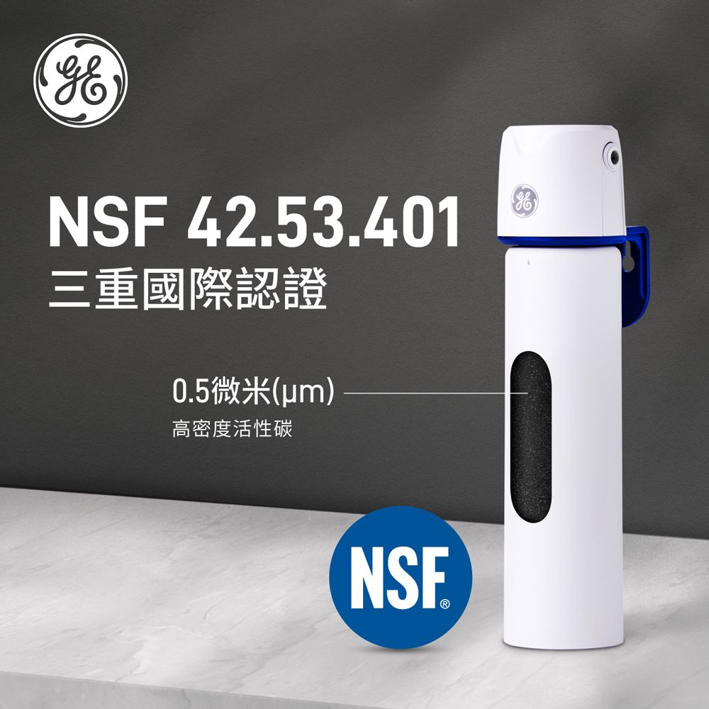 GE 奇異 極清mini高密度活性碳淨水器(NSF42.53.401三重認證)