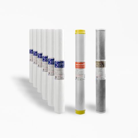 怡康 20吋小胖軟水除氯過濾型8支組 5微米PP 水垢抑制 CTO燒結活性碳 全屋淨水