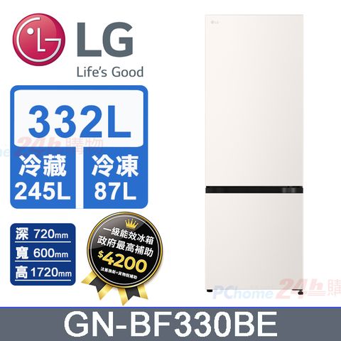 LG 樂金 332公升智慧變頻雙門冰箱 GN-BF330BE (雪霧白)