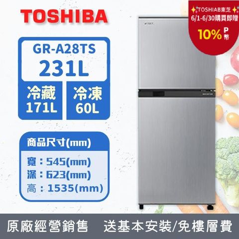 TOSHIBA 東芝 231公升一級能效雙門電冰箱(GR-A28TS(S))