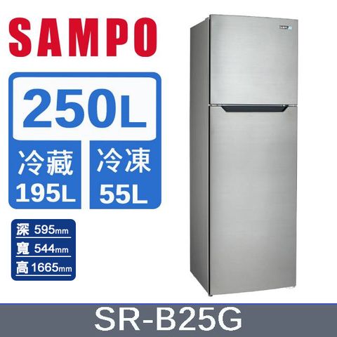 SAMPO聲寶 經典250L 雙門定頻冰箱SR-B25G(不銹鋼色)