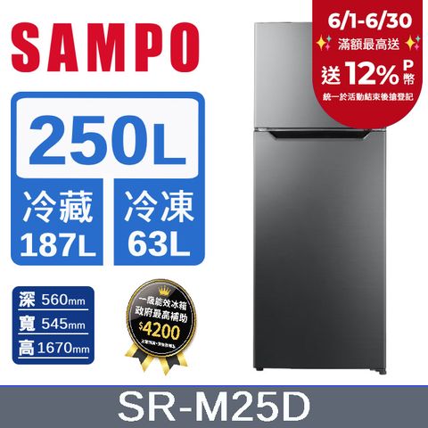 SAMPO 聲寶 250L一級變頻雙門冰箱 SR-M25D