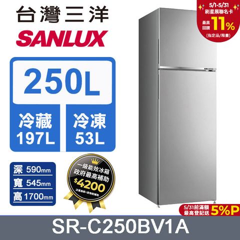 SANLUX 台灣三洋 250L 變頻雙門冰箱 (SR-C250BV1A)