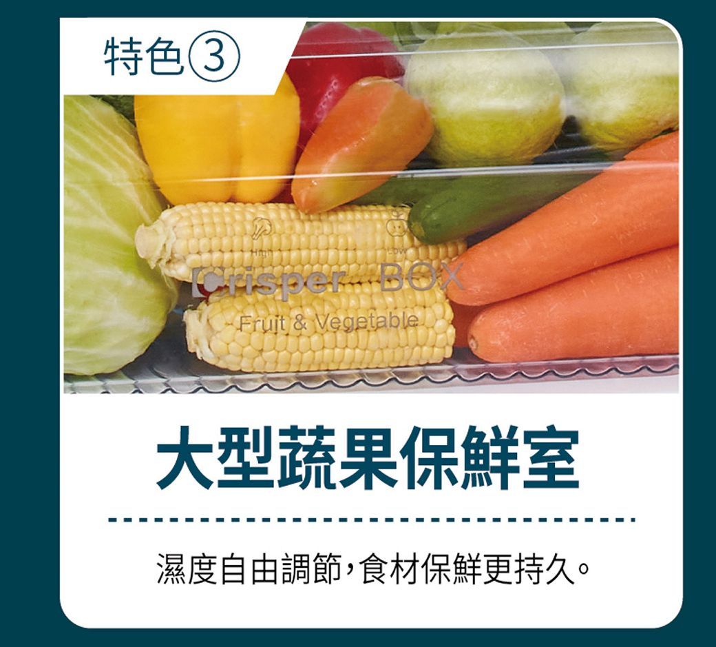 特色3  Fruit &amp; Vegetable.大型蔬果保鮮室濕度自由調節,食材保鮮更持久。