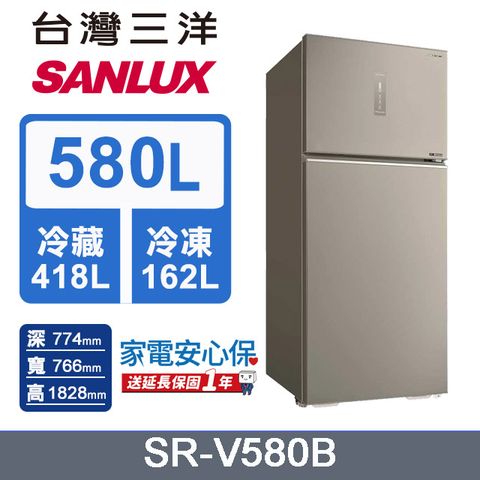 SANLUX 台灣三洋 580L 變頻大蔬果室一級雙門電冰箱 (SR-V580B)