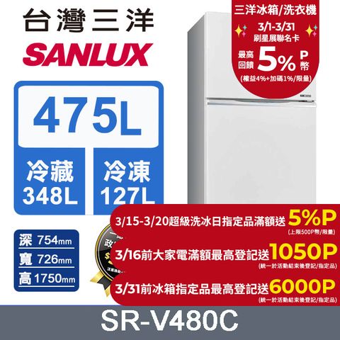 SANLUX 台灣三洋 475L 一級變頻三門冰箱 (SR-V480C)