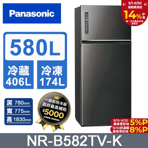 Panasonic國際牌 無邊框鋼板580公升雙門冰箱NR-B582TV-K(晶漾黑)